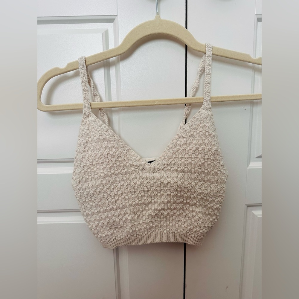 Wild Fable Beige Textured Crop Top